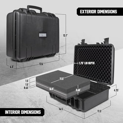 Durabox All Weather Hard Case 18 x 14 x 6” - TSA Approved Hard Shell Travel Case with Customizable Foam for Cameras, Lenses, Laptops, Electronics, Guns, Pistols and Other Gear - size: Medium 18 x 14 x 6"
