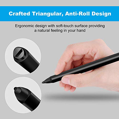 Mixoo Active Stylus Pen for iPad - Rechargeable 1.6mm Fine Tip and Fiber Tip 2-in-1 High Sensitivity Smart Pencil Digital Pen for Drawing and Writing, Compatible with Apple iPad, iPhone Series - Black