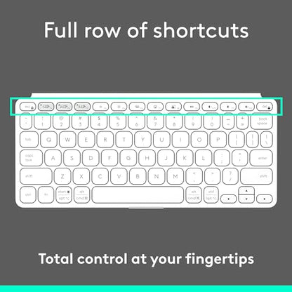Logitech Keys-to-Go 2 Portable Bluetooth Keyboard - Pale Grey | Built-in cover, slim and compact, for tablet, Windows, Android, Linux, iPad, iPhone, Mac, Apple TV - color: Pale Gray, style: Keys-To-Go 2