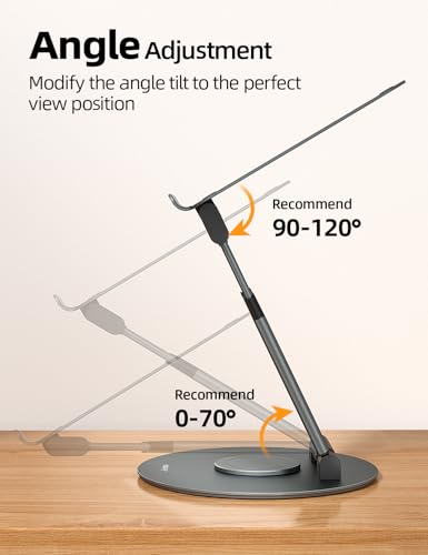 Nulaxy Telescopic 360 Rotating Laptop Stand for Desk Adjustable Height Swivel Pull Out Design Ergonomic Laptop Riser Standing Desk Converter Fits All 10-17" Laptops Computer MacBook, Gray - color: A-Gray