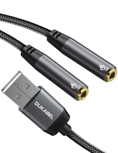 USB Audio Splitter Cable with Dual TRRS 4 Pole Jacks for PC, PS4, PS5-30CM | USB to Dual TRRS Splitter Adapter, Mic-Supported, for PC, Laptop, Mac, Desktops, Linux, PS4, PS5 and More - size: 30CM
