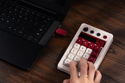 8Bitdo Retro 18 Mechanical Numpad for Windows & Android, Fami Edition | Bluetooth, 2.4G and Wired, Calculator Mode, Retro LED Display, Dye-sub PBT Keycaps - color: Fami Edition