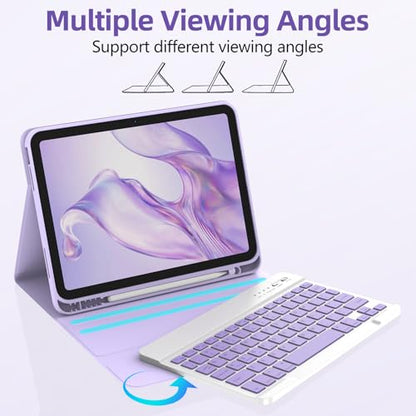 KBCASE for iPad Air 11 inch (M4/M3/M2) Case with Keyboard, Purple | Keyboard Case for iPad Air 5th/Air 4th/Pro 11 2018, Detachable Wireless Keyboard, Pencil Holder - color: Purple