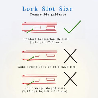 2 Pack Laptop Cable Lock, 6.6 Feet Anti-Theft Security Steel Lock with Keys, Heavy Duty 3x7mm Standard T-Slot Compatible with Lenovo, Asus, Acer Laptops & Tablets, Black - color: black-key-2 pack