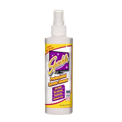 Sparkle Screen & Monitor Cleaner Spray, Ammonia & Alcohol-Free, Anti-Static, Streak-Free Formula for TVs, Laptops & Displays, 8 fl oz (Pack of 6) - size: 8 Fl Oz (Pack of 6)