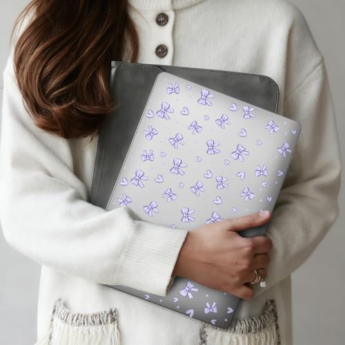 for MacBook Air 13.6 Inch Case M5/M4/M3/M2 2026-2022 Release A3449 A3240 A3113 A2681 Purple Bowknot Cute Girly Design Crystal Clear Girly Case Laptop Protective Hard Shell Cover - color: Purple Bowknot