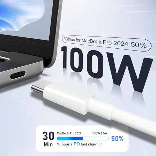 USB C to USB C Cable 100W 6FT 2-Pack, PD Fast Charging Flexible Cord for iPhone 17/16/15, MacBook Pro/Air, Samsung S25 and More - size: 6FT