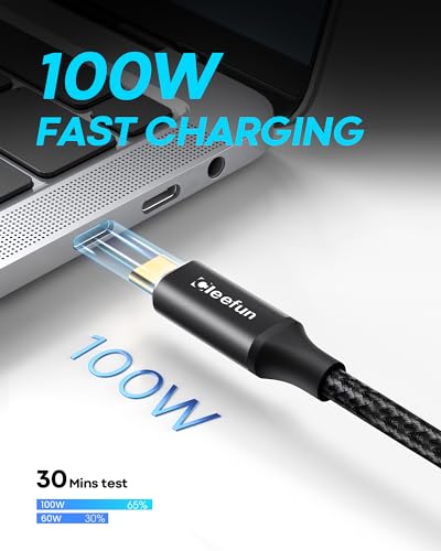 CLEEFUN USB-C Extension Cable 1ft 2-Pack, USB-C Male to Female, 10Gbps Data & 4K Video Sync, 100W Fast Charging for Laptop, Tablet, Phone - color: Black, size: 1ft