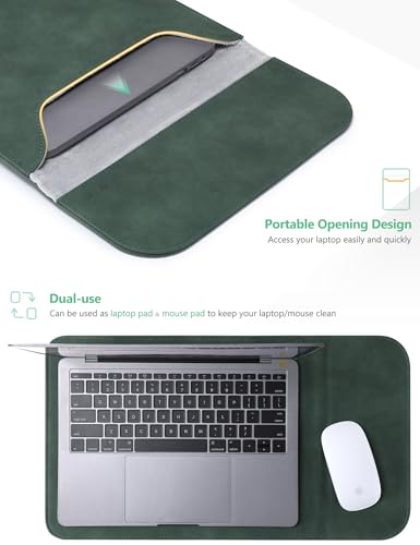 HYZUO 13 Inch Laptop Sleeve PC Case for MacBook Pro 13 M2 M1 2026-2016, 13" MacBook Neo 2026 A3404, MacBook Air 13 M5 A3449 M4 M3 M2 M1 2026-2018, 13" iPad Pro/Air, Surface Pro, XPS 13, Midnight Green - color: Midnight Green, size: 13 Inch