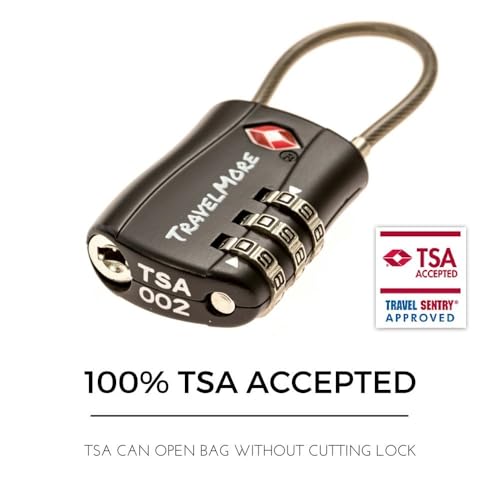 TravelMore 10 Pack TSA Approved Travel Combination Cable Luggage Locks for Suitcases - Orange (10 Pack, Black) - color: Black