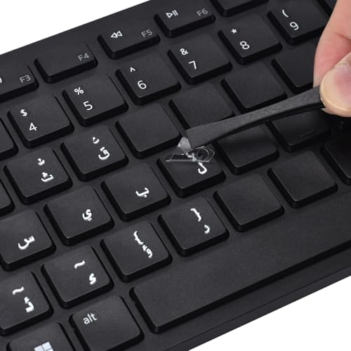 2PCS Arabic Keyboard Letter Sticker, Transfer Printing Borderless Letters Characters for PC Desktop Computers Keyboard Laptop Notebook,Arabic Letter Repair Stickers - color: White Letter, size: Arabic