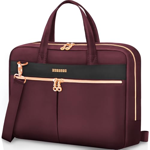 Ferkurn Laptop Bag Case Women Men Computer Bag Compatible with MacBook/HP/LG/Dell, Shoulder Strap Slim Carrying Messenger Briefcase, Wine Red, 15.6-16 Inch - color: Wine Red, size: 15-15.6 inch