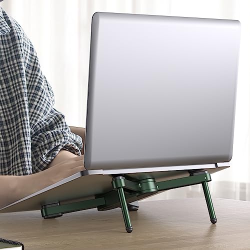 YICOSUN New Concept Laptop Stand - Adjustable Ergonomic Aluminum Riser for MacBook Pro/Air up to 15.6” - Foldable & Portable Computer Stand for Desk, Students, Office, Travel, Gaming - Green - color: Green