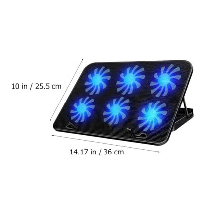Laptop Cooling Pad with 6 Powerful Fans Quiet Operation Laptop Cooler Stand Made of Sturdy Alloy and Abs for Gaming and Work to Prevent Overheating