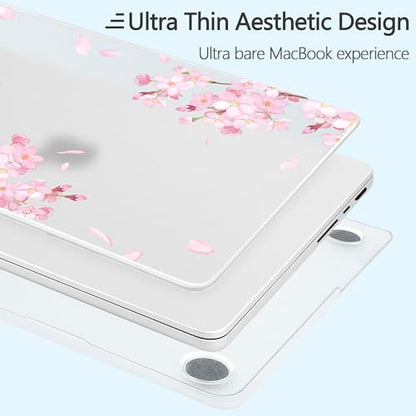 Designed for M5/M4/M3/M2 MacBook Pro 14 inch Case 2025 2024 2023 2021 Model, Ultra-Thin Hard Shell Case with Keyboard Cover & USB Adapter & Webcam Cover, Cherry Blossoms - color: Fluttering Cherry Blossoms