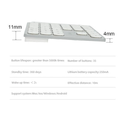 36 Keys Bluetooth Numeric keypad Portable Mini Financial Accounting Rechargeable Number pad Ultra-Silent for iPad Laptop,Mac, iMac, Tablet, PC and Desktop (Silver) - color: silver