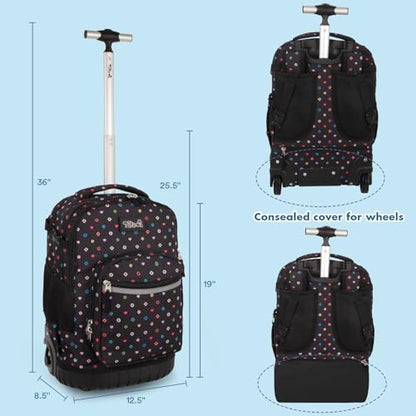 Tilami Rolling Backpack for Kids 19 inch with Lunch Bag Wheeled Laptop Backpack,Colors - color: Colors