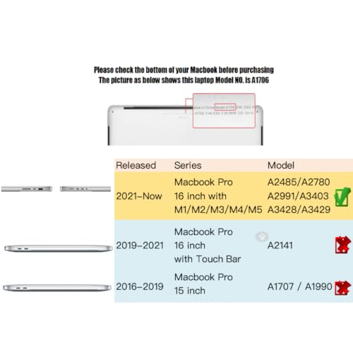 Se7enline Compatible with MacBook Pro 16-inch Case 2021/2022/2023/2024 Model M4 M3 M2 M1A2485 A2780 A2991 A3403 TPU+PC Anti-Fingerprint Matte Finish Hard Shell Case with Keyboard Cover, Black&Black | TPU Bumper + PC Matte Laptop Hard Shell Case with Keybo