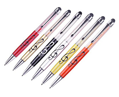 Stylus Pen,6 Pack Music Note Pens,with 6 Pen Refills,HilerPunk Crystal Capacitive Ballpoint Pen,for iPad,iPhone,Laptops,Kindle,Samsung,All Capacitive Touch Screens,Office,School Stationery Supplie