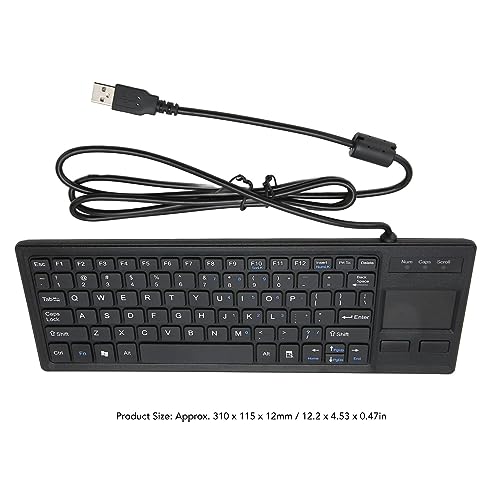 Wired USB Keyboard with Touchpad, Compact Industrial Keyboard Trackpad Combo with HUB Function Ergonomic Keyboard USB Keyboard Trackpad Keyboard for Industrial Food Service Marine