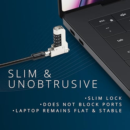 Kensington PortLock Combination Lock for Dell XPS14 and XPS16 laptops - USB-C, Anti-Theft Carbon Steel Security Cable, 4-Number Resettable Combination Code (K64548WW) Black