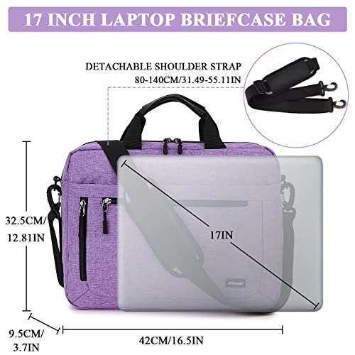 RAVUO Laptop Bag for Women, Water Resistant Lightweight 17inch Shockproof Laptop Shoulder Bag Sleeve Case Business Briefcase with Shoulder Strap Purple - color: 17inch--purple