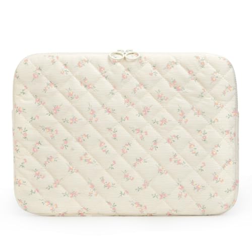 Puffy Laptop Sleeve 13-15.6 Inch Cute Quilted Laptop Protective Case Padded Floral Computer Sleeve for MacBook (B-Light Pink, 15 Inch) - color: Light Pink Ditsy Floral, size: 15.6 Inch