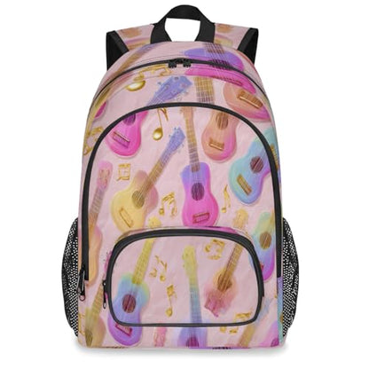 Guitar Music Notes Large Backpack for Women and Men Waterproof Travel Laptop Backpack Lightweight Business Work Daypack Fits 17 Inch Computer - color: Multicolor 2