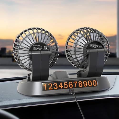 Adjustable Dual Head Car Cooling Fan-Brushless Motor-2 Speeds, 360 Rotation, for Car Dashboard, SUV/RV/Truck/Sedan/Cruise/Office, USB Powered (Dual-5V) - color: Dual-5V