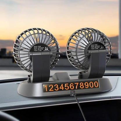 Adjustable Dual Head Car Cooling Fan-Brushless Motor-2 Speeds, 360 Rotation, for Car Dashboard, SUV/RV/Truck/Sedan/Cruise/Office, USB Powered (Dual-5V) - color: Dual-5V