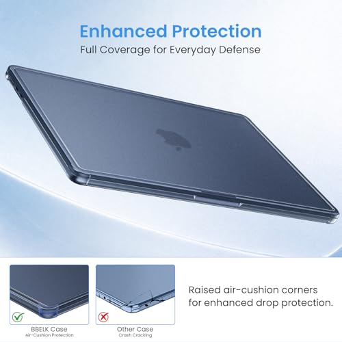 B BELK for MacBook Air 13 inch Case M5/M4/M3/M2 Official Midnight Clear | Scratch-Resistant & Reinforced Anti-Cracking Hard Shell for MacBook Air 13.6 inch Case 2026-2022 (A3449 A3240 A3113 A2681) - color: Frosted Midnight
