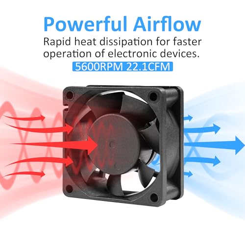 60mm Small 12V DC 2Pin Car Audio Vent Cooling Fan 5600RPM 2-Pack | Mini 12V DC Fan Long-Life Bearing for Incubator Electronics Heatsink Cooling - size: 60x25mm