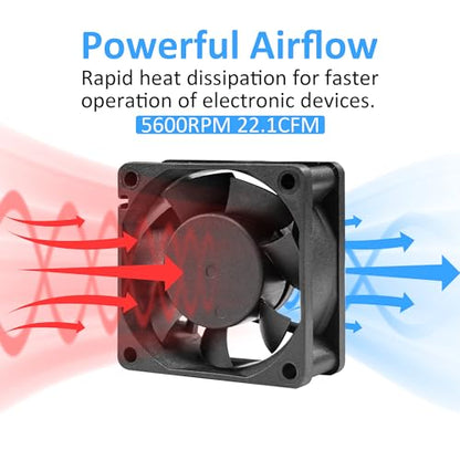 60mm Small 12V DC 2Pin Car Audio Vent Cooling Fan 5600RPM 2-Pack | Mini 12V DC Fan Long-Life Bearing for Incubator Electronics Heatsink Cooling - size: 60x25mm