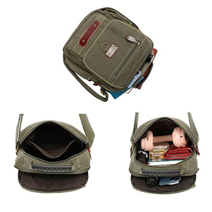 Man Small Canvas Messenger Bag Man Purse Shoulder Bag Crossbody Bag With Water Bottle Pocket 12 Inch - color: Red