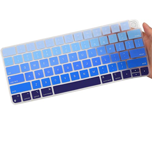 MUBUY Design for Apple iMac 24 Inch Magic Keyboard Cover, Silicone Keyboard Skin for 2021 iMac 24 Touch ID Model A2449 A2450, iMac Magic M1 Chip Keyboard Accessories-Strip Blue - color: Strip blue