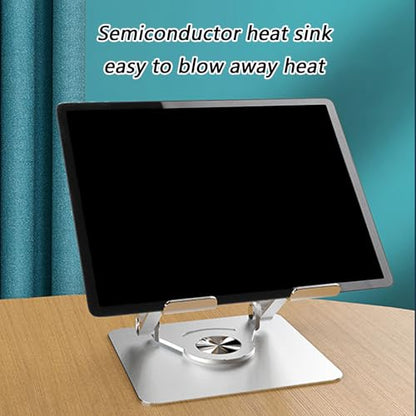 Portable Adjustable Laptop Holder 360 Degree Rotation Enhanced Cooling Travel Laptop Rack - color: Silver