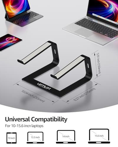 Adjustable Laptop Stand, Portable Laptop Riser, 11-15.6" (Black) | Sturdy Foldable Ergonomic Laptop Holder, Heat-Dissipation Design, Fits MacBook/Dell/HP/Lenovo for Home/Office