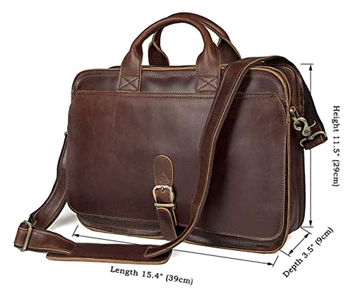 Laptop Briefcase Large Capacity, Dual Compartment Expandable 15.6" Portfolio for Business - color: Dark Coffee
