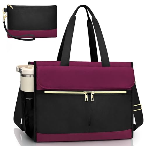 Laptop Bag for Women - 15.6 Inch Tote Work Bag with Compartments Nurse Teacher Bag Large Lightweight Office Handbag - color: Purple