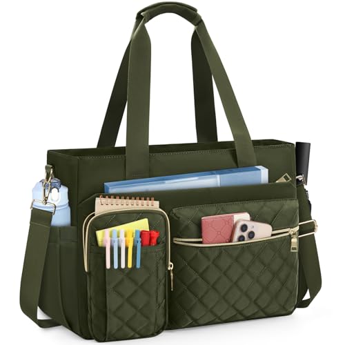 SDYSM Teacher Tote Bag 15.6 inch Laptop Bag Work Bags for Women Nurse Tote Professional Computer Messenger Shoulder Bags Laptop Briefcase for Office, College, Nursing, Olive Green - color: Olive Green