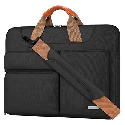 Lacdo 15.6 Inch 360° Protective Laptop Shoulder Bag Sleeve Case Compatible With 15.6" Acer Aspire, Predator, Dell Inspiron, Asus ZenBook 15 VivoBook, HP Pavilion, IdeaPad, ThinkPad Computer Bag,Black - color: Black, size: 15.6 Inches