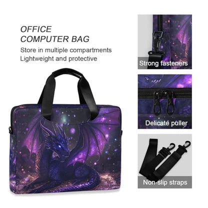 ALAZA Purple Dragon Laptop Case Bag Sleeve Portable Crossbody Messenger Briefcase w/Strap Handle, 13 14 15.6 inch - color: Multicolor1