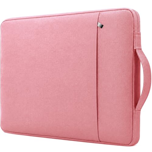 RAINYEAR 15.6 inch Laptop Sleeve Carrying Case with Handle & Pocket, Pink | Protective Padded Polyester Laptop Sleeve Case Briefcase Compatible with 15.6 Inch Notebook Computer Chromebook - color: Pink, size: 15.6"
