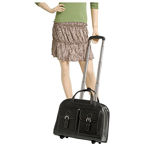 McKlein DAVIS, Top Grain Cowhide Leather, 15" Horizontal Wheeled Ladies' Laptop/Computer & Tablet Business Briefcase/Rolling Overnight Travel Bag, Removable trolley case