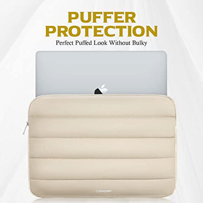 Bagasin 14-15.3 Inch Puffy Laptop Sleeve Case for MacBook Air 15.3 | Compatible with MacBook Air 15.3, MacBook Pro A1990 A1707, Dell XPS 15 Plus - color: Apricot yellow, size: 14
