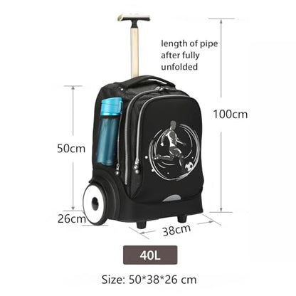 Rolling Laptop Bag with Quiet Wheels for 15.6 Inch Laptop, 6inch Large Wheel Roller Bag, Backpack with Wheels, Wheeled Computer Bag (T5- Football) - color: T5- Football