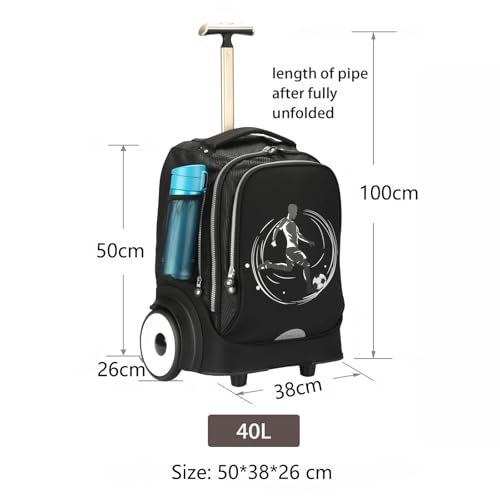 Rolling Laptop Bag with Quiet Wheels for 15.6 Inch Laptop, 6inch Large Wheel Roller Bag, Backpack with Wheels, Wheeled Computer Bag (T5- Football) - color: T5- Football