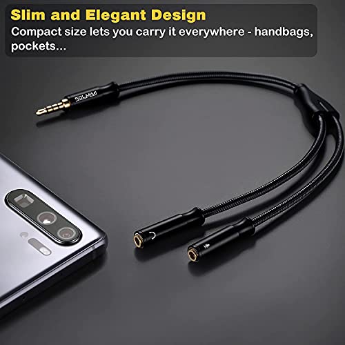 Headphone Mic Splitter, 3.5mm TRRS Splitter with Separate Headphone and Mic Jack, 3.5mm Combo Audio Adapter 2 Female to 1 Male Compatible to Xbox One Smartphone PC Tablet Ps4 Gaming-10 inch - size: 0.65FT