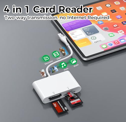 Memory Stick Pro Duo Adapter USB C/Lightning, 4 in 2 SD/MicroSD/MS/xD Card Reader for Sony Cybershot SD Card, Memory Stick Pro Duo Reader for iPhone17/16/14/Macbook/iPad/PC/Laptop/Windows/Linux