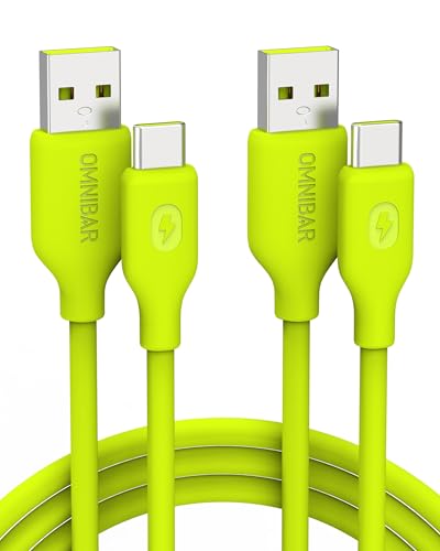Soft Silicone USB A to USB C Cable, CarPlay Cord (6FT,2-Pack,Green) | Tangle-Free Design, Supports Apple CarPlay & Android Auto, for iPhone 17/16/15, Galaxy S26/S25, Pixel 10/9, iPad, MacBook Air - color: A to C Silicone - 2Pack